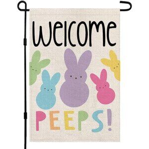 Welcome Easter Garden Flag Double Sided Vertical 12×18 Inch Bunny Banners